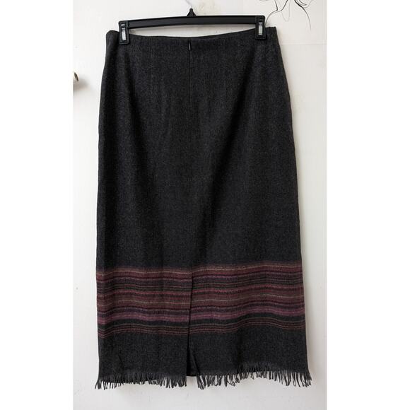 Vintage Field Gear embroidered wool mohair long midi fringed blanket skirt - Picture 3 of 10